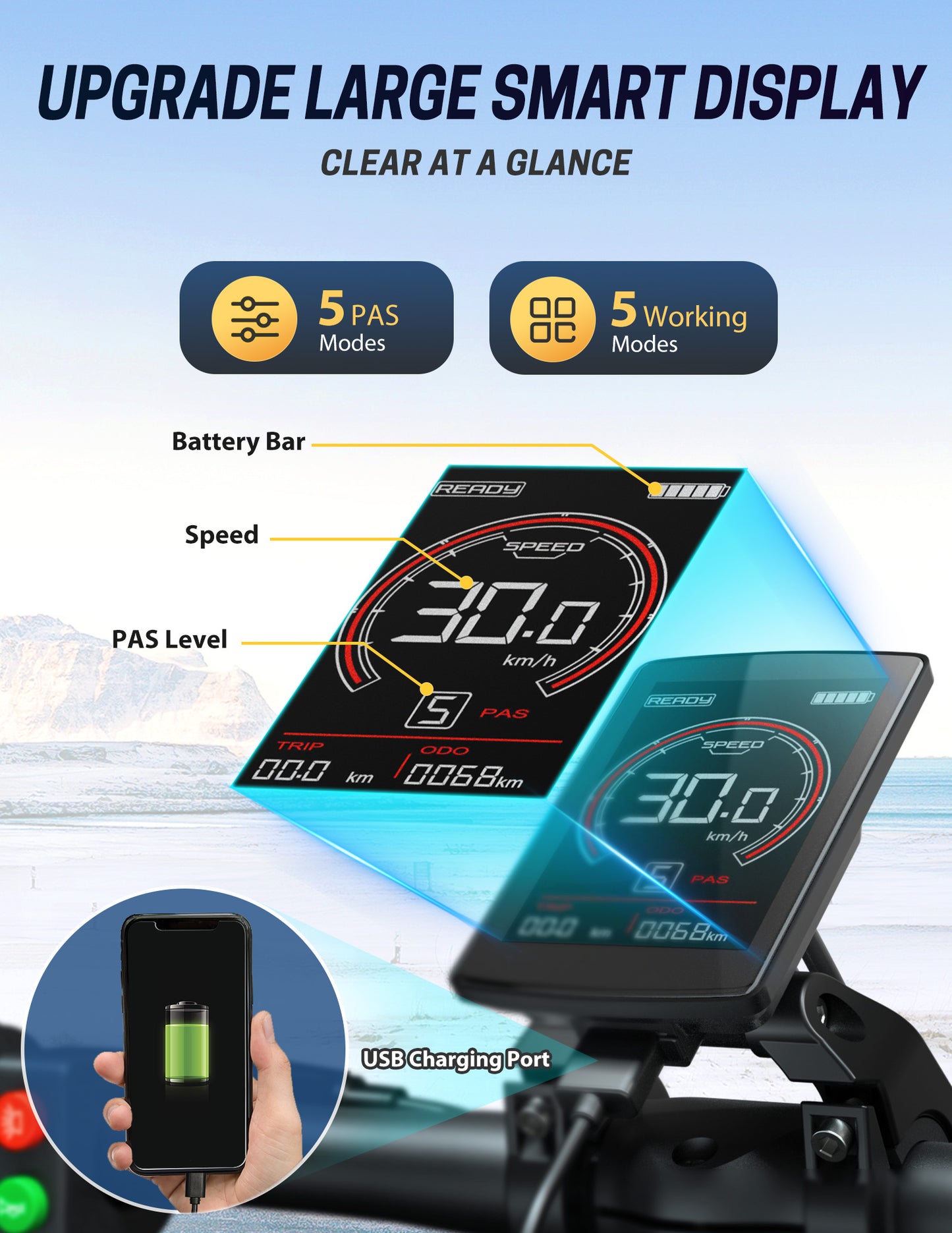 250W Folding Electric Bike, 48V 20.8AH Large Removable Battery E-Bike, 28+MPH, 80 Miles Max Range, 20" Fat Tire Electric Bike for Adults, Adult Electric Bicycles for Commute