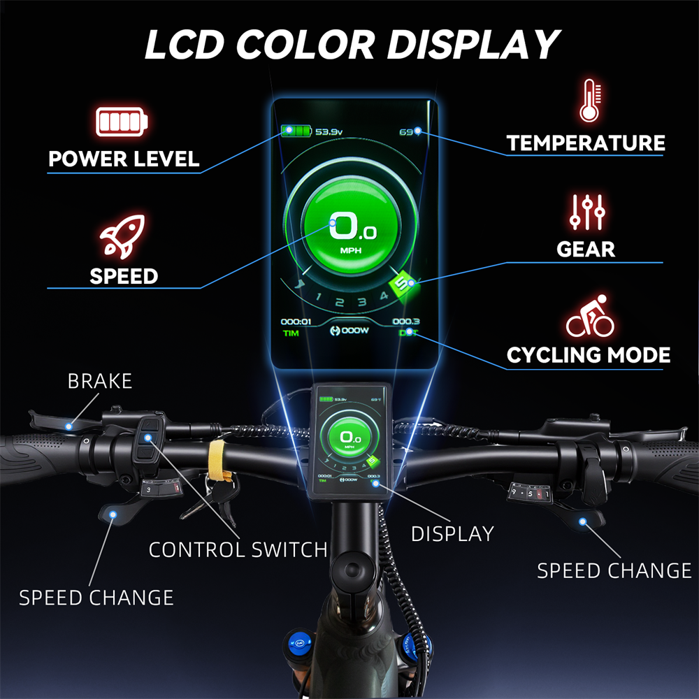 HedaTX 1000W E-Mountainbike für Erwachsene, 45 km/h, 96 km Reichweite, 27 Gänge, Vollfederung