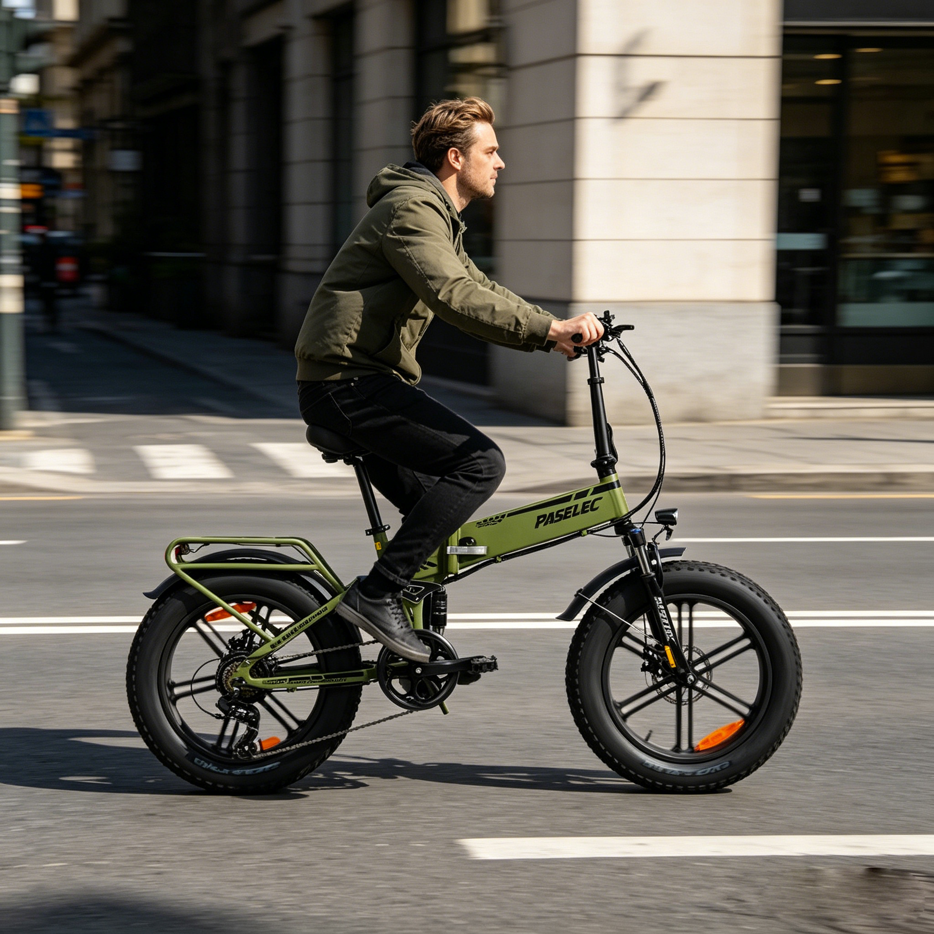 Zložljivo električno kolo PASELEC PX6, 20” FatBike, 48V 12Ah baterija, zeleno