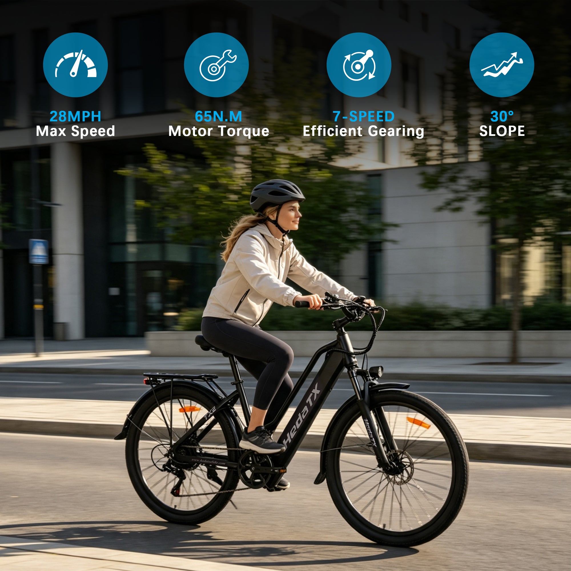HedaTX TX2 Electric City Bike 350W 26" Aluminium Frame Shimano 7-Speed 48V 13Ah 25.4 kg