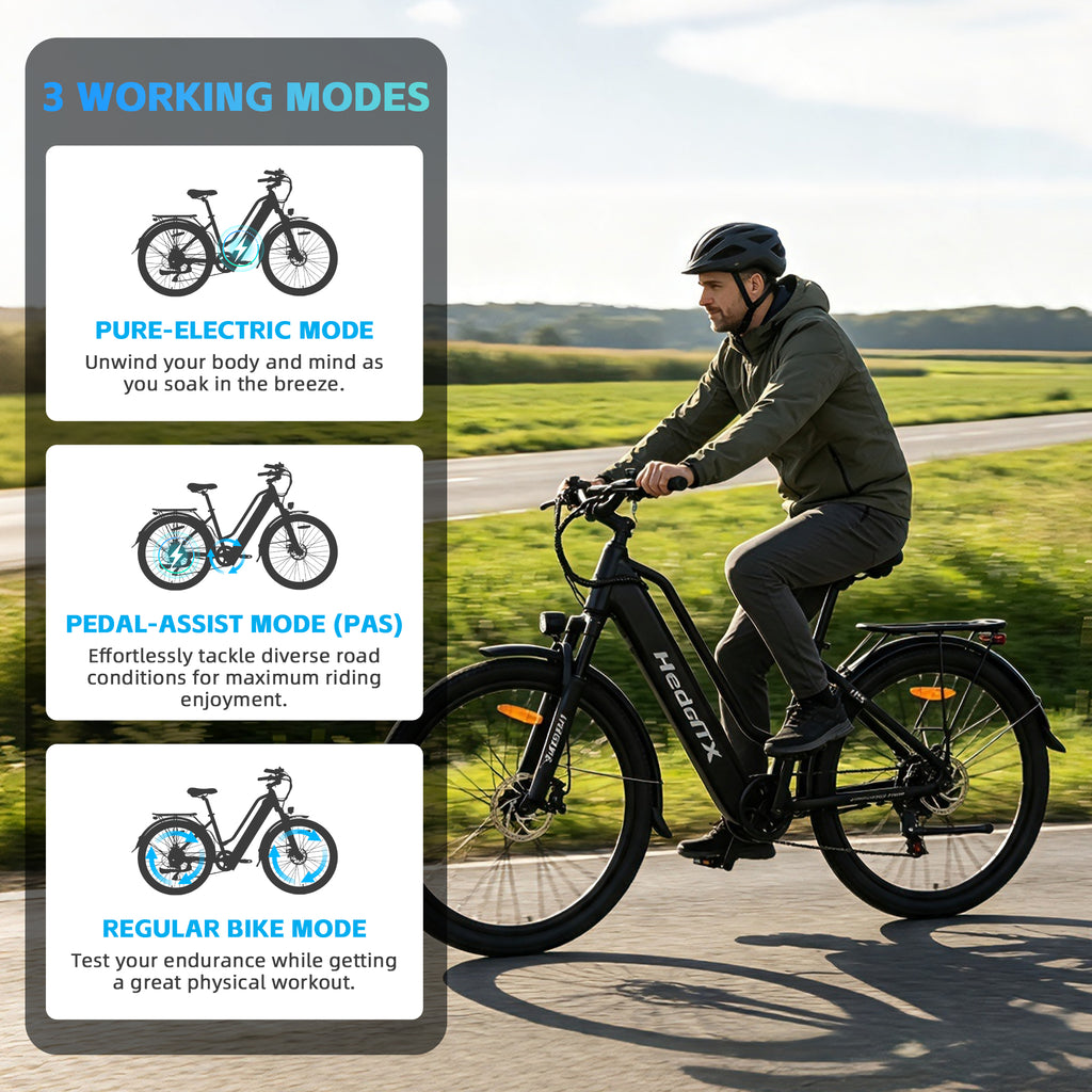 HedaTX TX2 Electric City Bike 350W 26" Aluminium Frame Shimano 7-Speed 48V 13Ah 25.4 kg