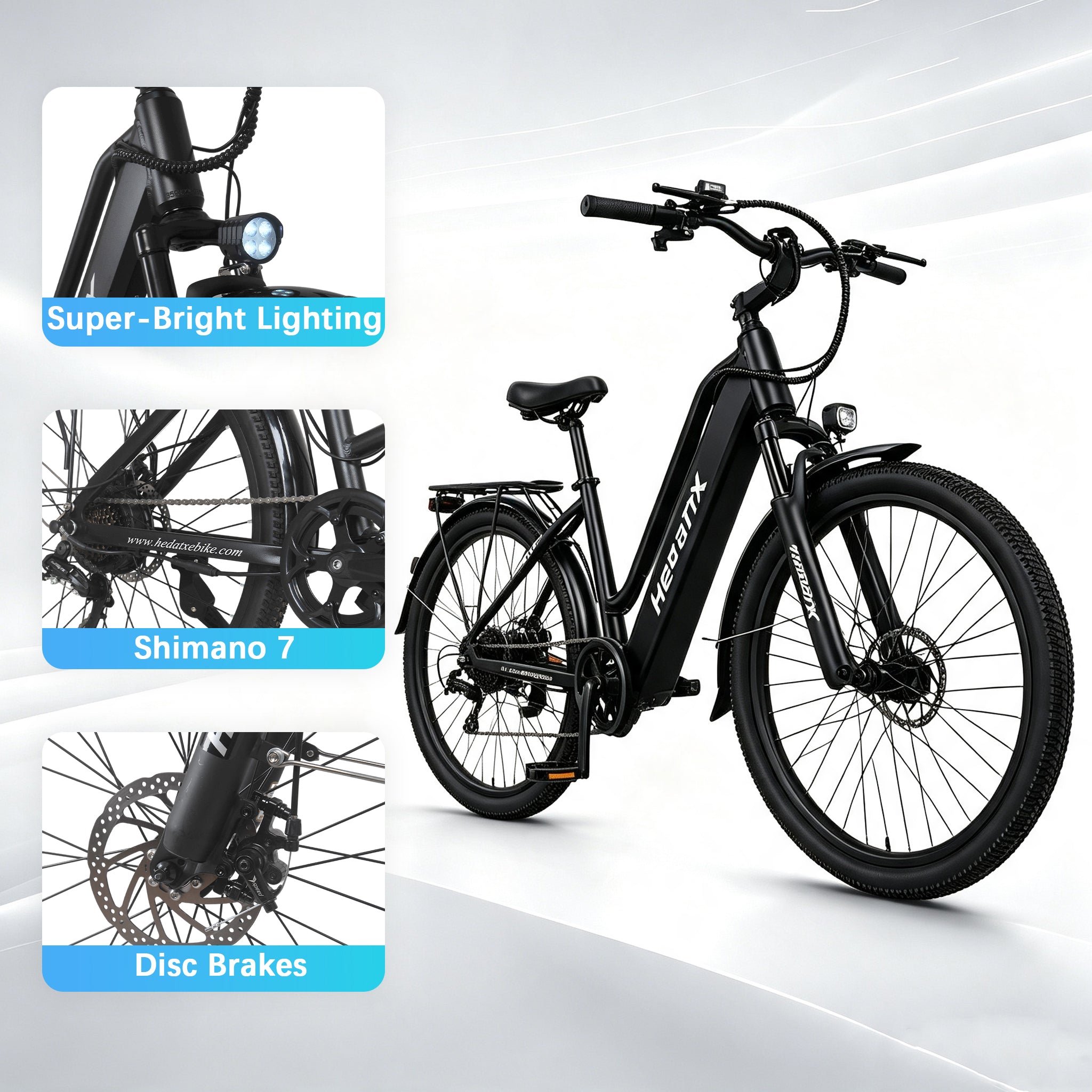 HedaTX TX2 Electric City Bike 350W 26" Aluminium Frame Shimano 7-Speed 48V 13Ah 25.4 kg