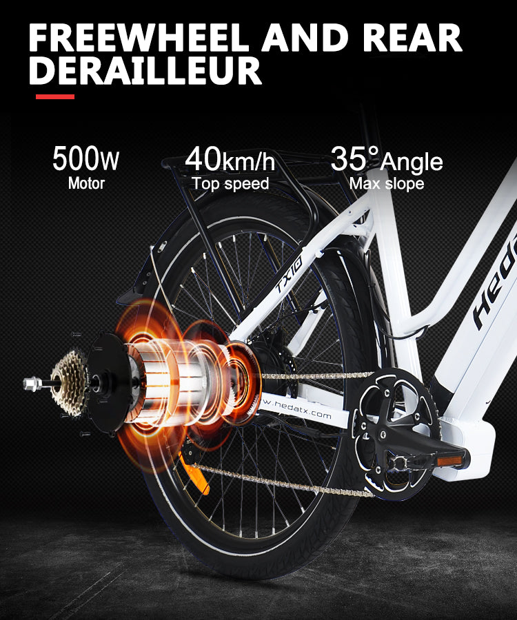 9-speed 500w 48v 15.6Ah 27.5'' city ebike